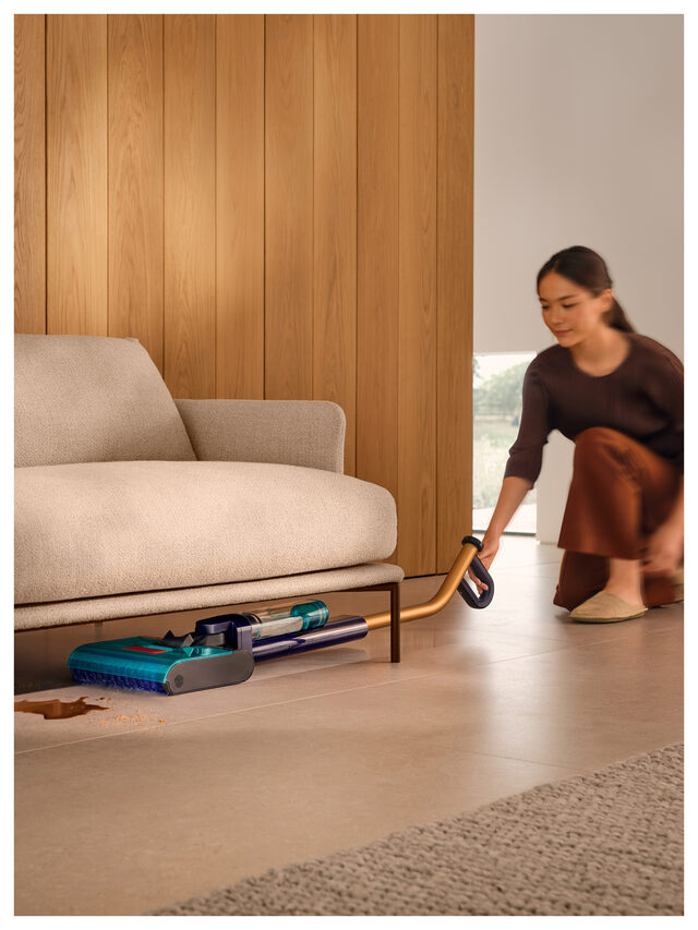 Dyson Clean+Wash Hygiene Scopa elettrica Batteria Secco e bagnato Senza sacchetto Blu, Rame