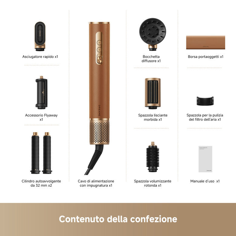 Dreame AirStyle Pro 2 Kit per lo styling dei capelli Caldo Oro 1300 W 2,8 m