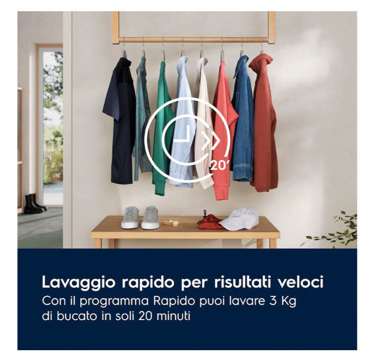 Electrolux EW6FBG19G Serie 600 Lavatrice A Libera Installazione 9 Kg, 1400 Giri, Motore Inverter+, Hygiene, Time Manager®, SensiCare, Classe A, Bianco