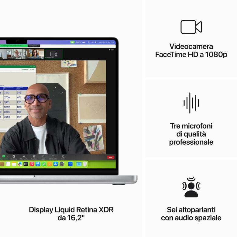 Apple MacBook Pro 16'' M3 Pro chip con 12‑core CPU e 18‑core GPU, 18GB, 512GB SSD - Argento
