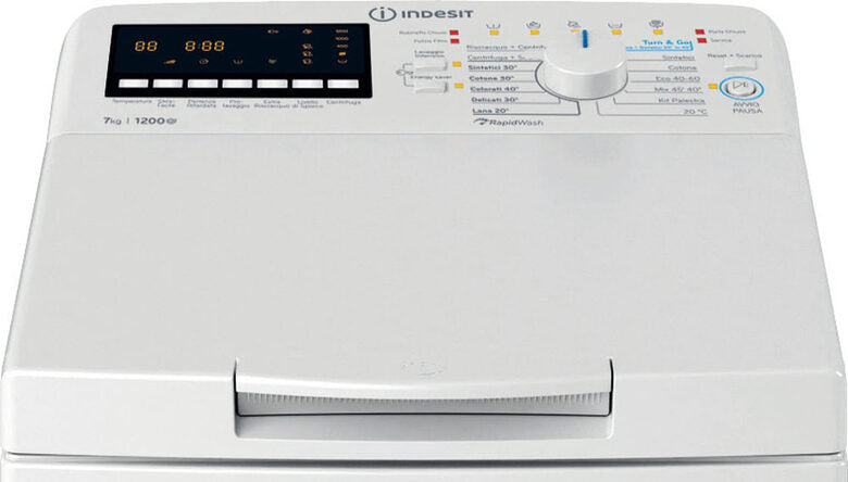 Indesit BTW B7251P IT Lavatrice Caricamento Dall'alto A Libera Installazione 7 Kg, 1200 Giri, Classe B, Bianco