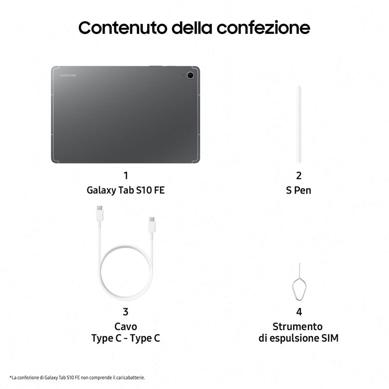 Samsung Galaxy Tab S10 FE, Tablet Android, Display 10.9" LCD, Wifi, RAM 12GB, 256GB, 8.000 mAh, S Pen, Android 15, IP68, Gray